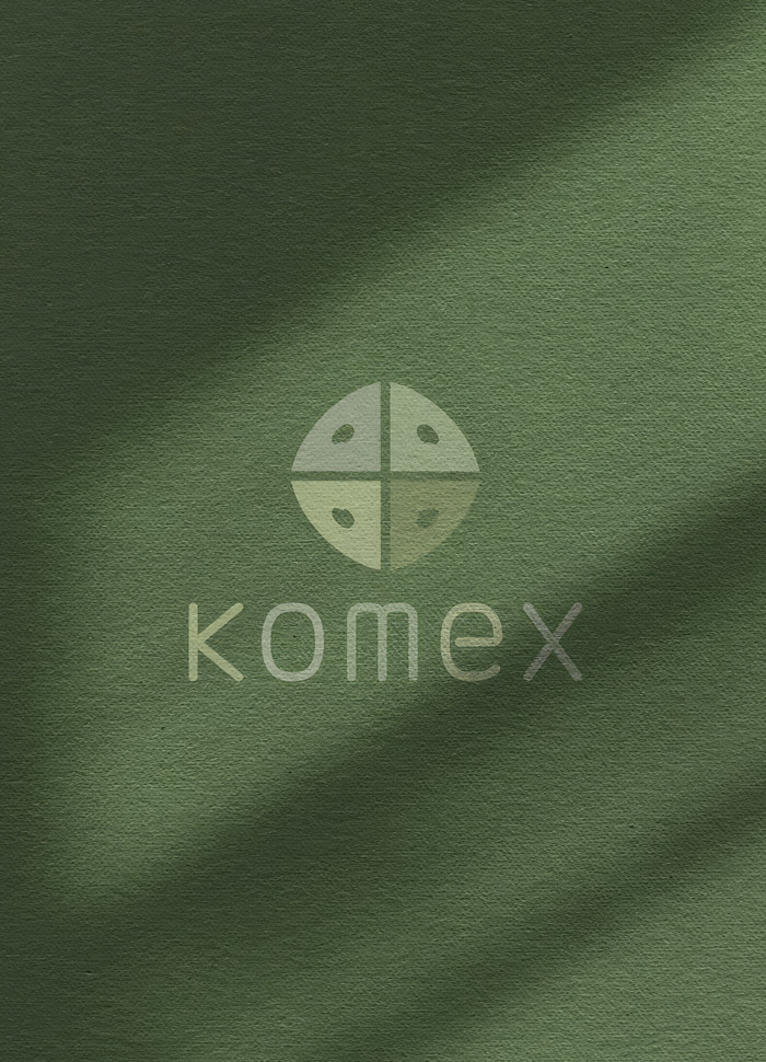 Earthy green textured background with a soft, natural logo symbol that conveys calmness, simplicity, and a wholesome brand identity
