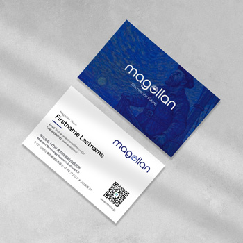 Close up of a business card designed by TMCreation featuring matte texture and spot UV highlighting for premium print quality